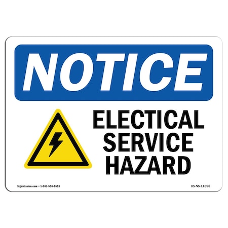 Signmission OSHA Notice Sign, 18" H, 24" W, Rigid Plastic, Electrical Shock Hazard Sign With Symbol, Landscape OS-NS-P-1824-L-11698